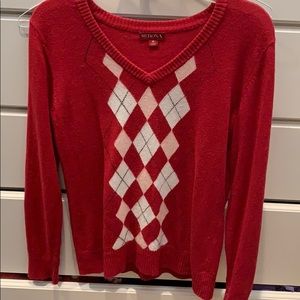 Red v neck sweater
